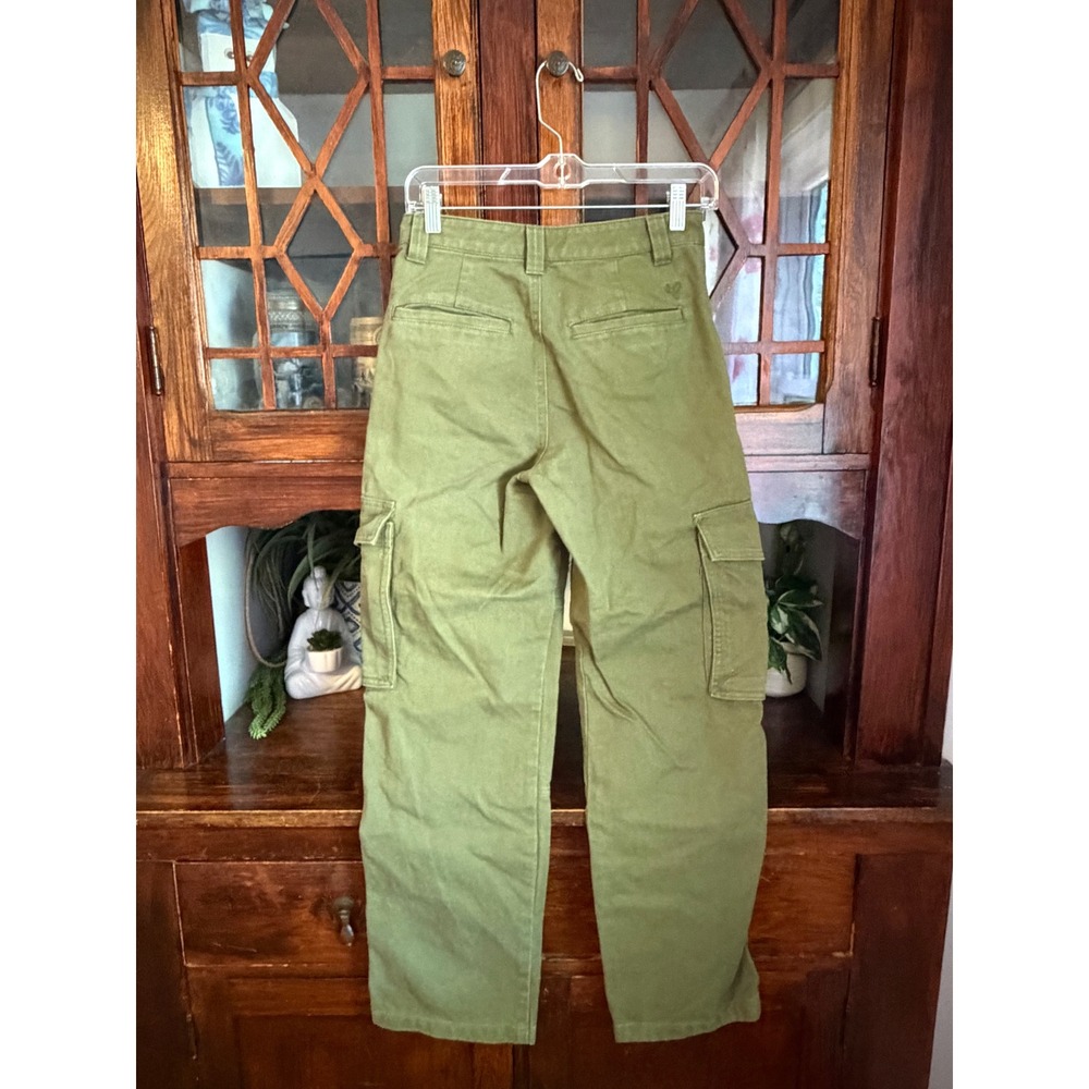 Tna Aritzia Supply Cargo Pants Green High Waisted Straight Leg Size 2 - Picture 2 of 5